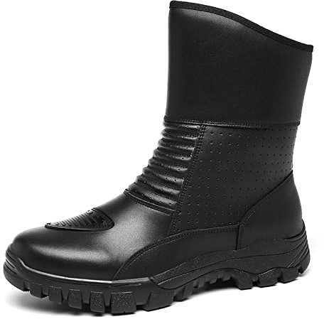 Lfzhjzc Motocicletta Moda Cross-Country Stivali in Pelle a Prova di Acqua Sport motoristici Motocross Dirt Biker Boot Scarpe protettive per Stivali (Color : Black, Size : 35 EU)