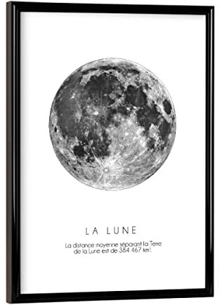 artboxONE Poster mit schwarzem Rahmen 18x13 cm Mond Schwarzweiß The Moon - Bild Moon Lune mond