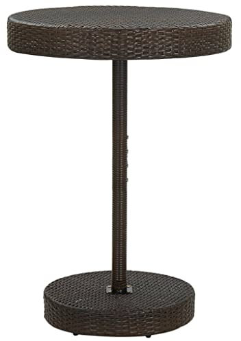 Makastle Garten Stehtisch Bistrotisch Outdoor Rund 75,5x106 cm Wetterfest Metall Gartentisch Bartisch Balkontisch Beistelltisch Gartenmöbel Tisch Braun Poly Rattan