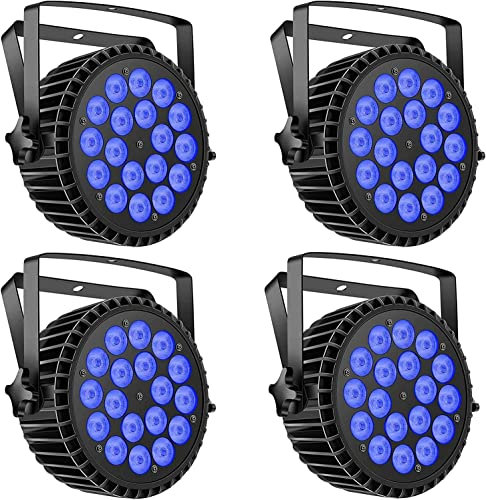 4pcs LED Par Strahler 200W Led Par Scheinwerfer 18 Bühnenlicht Par Licht,RGBW DMX512 Discolicht Partylicht Sound/Master Slave DJ Licht für Party, Konzert, Halloween, Weihnachten, Hochzeit