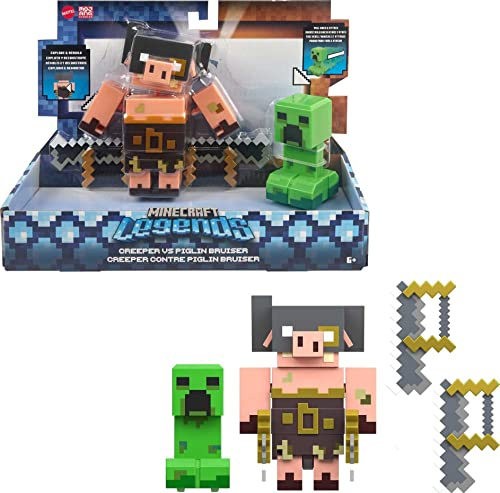 Minecraft Spielzeug Legends ca. 8 cm große Actionfiguren im 2er-Pack, Bereit zum Angriff und mit Zubehör | Geschenk zum Sammeln für Kinder, GYR99