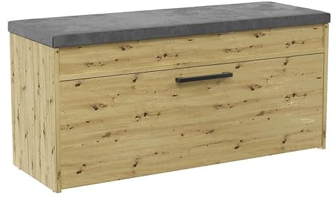 BDW Schuhschrank Schuhbank mit Sitzfläche Schuhregal, Schuhkipper, 100x35x49cm - Flur, Wohnzimmer, Schlafzimmer, perfekte Lösung bei Platzmangel für Schuhe (Eiche Artisan)