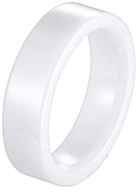 Mesnt Ring Für Männer, Keramik 6MM einfaches Band Herren Ring Weiß, Größe 62 (19.7)