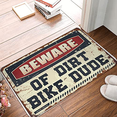 Pioneer Frau Teppiche für Küche Boden Vorsicht vor Dirt Bike Dude Fußmatte Willkommensschild für Haustür Willkommen Zuhause Fußmatte (Größe: 50 x 80 cm)