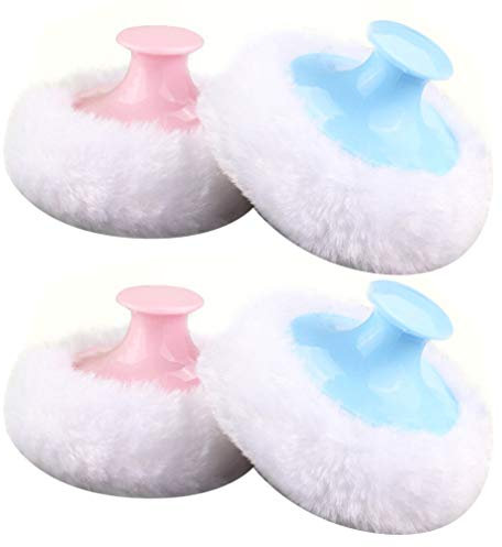 FOMIYES 4Pz Piumino Per Cipria Soffice Piumino Per Cipria Cosmetica Con Manico Corto Soffio Di Talco Per Corpo Bambino (E Rosa Per Ogni 2 Pezzi)