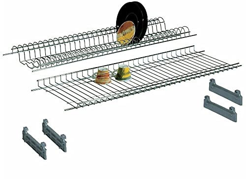 G GRIMALDI Scolapiatti da Incasso 86 cm con Doppia Rete e 4 Supporti Porta Piatti | Made in Italy | Struttura in Metallo Verniciato | Per Pensili Cucina Standard | Sistema PKR Incluso