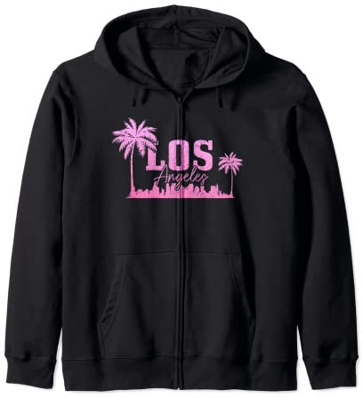 Los Angeles Skyline Vintage Palme LA California Felpa con Cappuccio