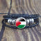 Palästina-Flaggen-Charm-Armband – Wappen Aus Glas-Edelstein Mehrschichtiges Pu-Leder-Armband Palästina-Flagge Glasknopf-Armbänder Schmuck Verstellbares Unisex-Armband Wie Abgebildet Verstellbar