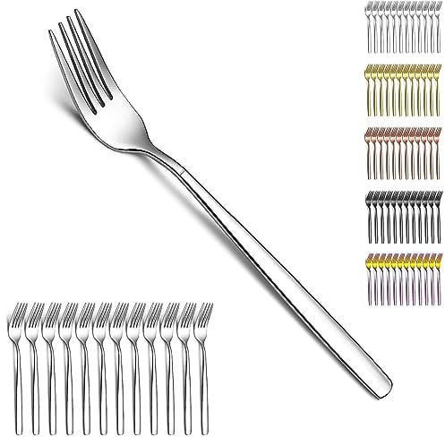 Berglander tenedor de mesa de 12 piezas, juego de tenedores de cena moderno de acero inoxidable, cubiertos ideal para el hogar, restauroom, hotel, boda, apto para lavavajillas
