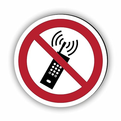 Verbotszeichen/Verbotsschild Eingeschaltete Mobiltelefone verboten (P013) - zum markieren von Verbotszonen nach DIN EN ISO 7010