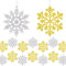 Ywwltt Flocons de Neige Décoration, Flocon de Neige Argent Paillettes, Flocon de Neige Decoration,Ornements de Flocon de Neige Scintillantes pour Arbre de Noël fenêtre Décoration (Or+Argent)