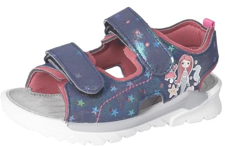 RICOSTA Mädchen Sandalen SURF, Kinder Sommerschuhe, Weite: Mittel, Klettverschluss, Freizeitschuhe, offene Schuhe, Nautic/Rosewood (181), 28 EU