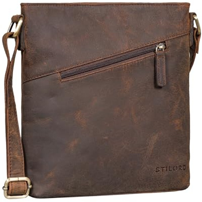 STILORD Stella Vintage Handtasche Damen Leder klein zum Umhängen Schultertasche für Freizeit Shopping Abend Tablettasche Echtleder Farbe:schwarz
