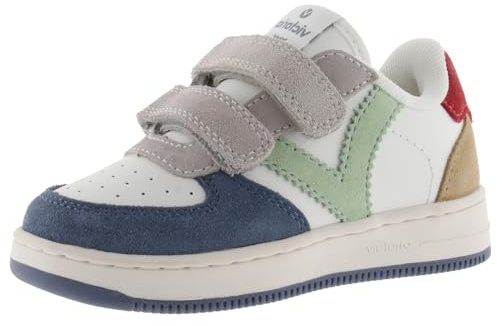 victoria Sneaker Tiempo 1124116 | Lederoptik & Mehrfarbige VelourslederEinsätzen & Klettverschlüsse für Kinder Unisex