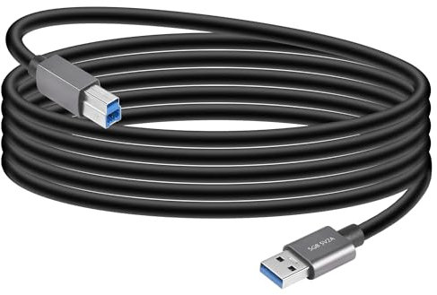 SinLoon Cable USB 3A a B 4.9m 5Gps Cable de impresora USB 3.0 Superspeed USB 3.0 Tipo A a B Macho Compatible con impresoras, estación de acoplamiento, escáner, hub USB y más