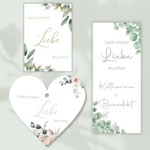 50 Schilder für Knicklichter Hochzeit, gelocht, mit/ohne Knicklicht auch in weiß, Knicklicht Schilder verschiedene Farben (50 Stück)