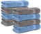 Komfortec 8er Handtücher 50x100 cm Set aus 100% Baumwolle, Frottee, Weich, Anthrazit Grau/Hellblau