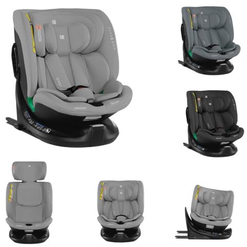 Kikkaboo Kindersitz i-Tour i-Size (40-150 cm) Gruppe 0+/1/2/3, Isofix, drehbar hellgrau