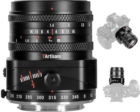 7artisans Tilt 50mm F1.4 Lens, Full Frame, Manual Focus for Mirrorless Cameras, Lens for M43 Mount Cameras
