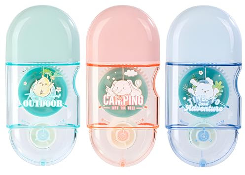 3 Stück Kleberoller 5mm x 8m Fotokleber Klebemaus Selbstklebende Doppelseitiges Klebeband Roller für Scrapbooking Bullet Journal Fotoalbum Basteln Kartenherstellung Schule Büro (Blau, Grün, Rosa)