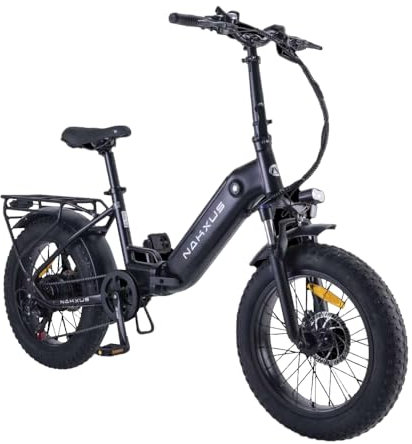 nakxus 20F213 E-Bike Klapprad Pedelec mit 20 Zoll Fat Tire, 250W 80N.m Motor 36V Li-ion Akku für Lange Reichweite, E Bike Damen und Herren, 7-Gang Shimano,Elektrofahrrad für Pendeln und Bergfahren