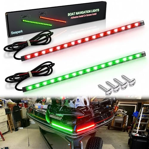 Seaperk Boat LED Boat Navigation Light, Red and Green LED Marine Navigation Lights for Boats led, Boat Bow Lights For Night Fishing Night Boating