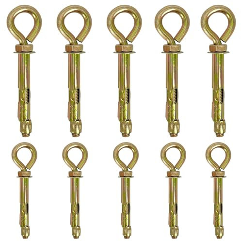 10 pezzi bullone di espansione, M6-8 | M8-10 vite ad anello di ancoraggio, bullone ad occhio lungo con anello, bullone ad occhio di espansione, bulloni di ancoraggio di espansione del muro vite