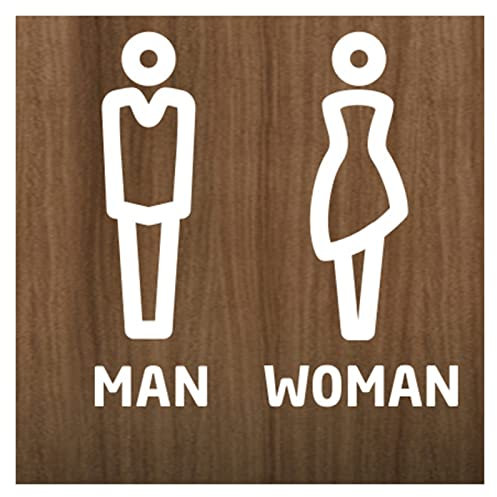 Letrero de baño acrílico para hombre y mujer, juego de figuras decorativas, letrero de inodoro moderno, letreros para puerta de baño, letreros para inodoro (oro unisex) (inodoro blanco) (blanco unise