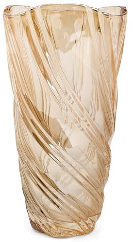 Glass Vase for Flowers, Modern Minimalist Nordic Vase Hydroponic Ornament 24cm for Home Dining Table, Gift for Wedding, Housewarming Party Home Decor Christmas Birthday Gifts for Women, Amber