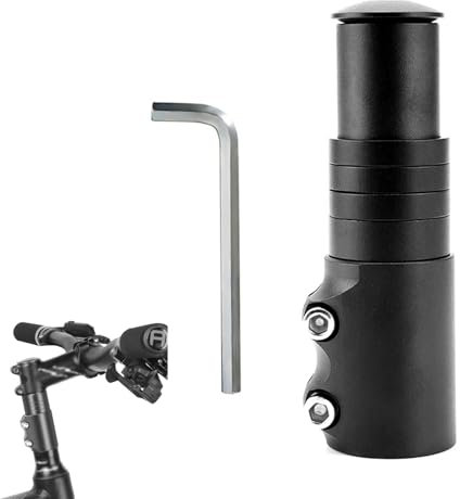 Helweet Prolunga Manubrio MTB, Prolunga Manubrio Bici, Manubrio Riser per Bici, Adattatore per Attacco Manubrio, Adatto per Mountain Bike e Bici da Strada, con Chiave Esagonale, Nero