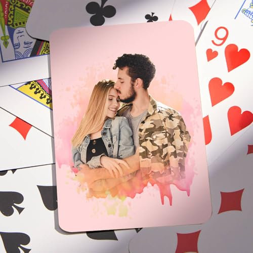 VEELU Personalisierte Pokerkarten mit Foto, Personalisiertes Deck Wasserdicht Spielkarten mit Foto, Personalisierte Geschenke für Hochzeiten, Jubiläen, Partys mit Erwachsene Familie Liebhaber