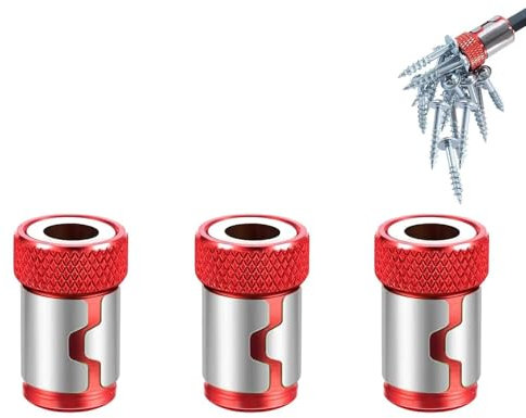 Screwdriver Head Magnetic Ring - Magnetic Screw Holder, Magnetic Screw Holder, Removable Screwdriver Magnetizer for Hex Screwdriver & Power Bits for Household Tools (Red)