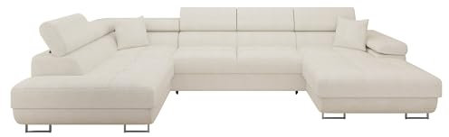 Mirjan24 Ecksofa Torezio Bis mit Bettkasten, Einstellbare Kopfstützen, Sofa mit Schlaffunktion, Eckcouch für Wohnzimmer, Polsterecke, U-Form Couch mit Bettfunktion (Flow 06, Seite: Links)