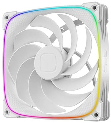 Geometric Future Squama 2503R Ventilador PWM RGB de hoja inversa - 140 mm - 1 paquete - Rendimiento y equilibrio silencioso - Doble bucle de iluminación - 5 V 3 pines direccionable RGB - PWM de 4