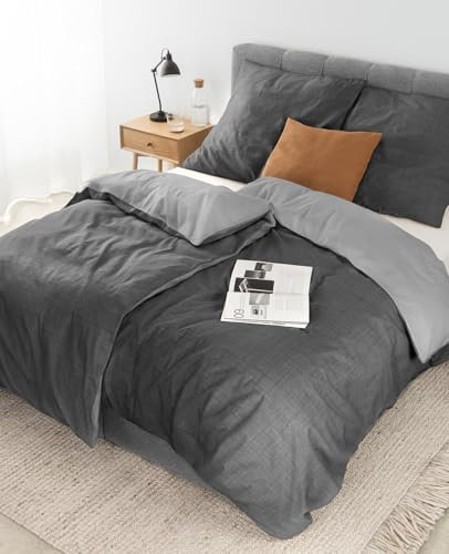 lionto dibea Renforcé-Wendebettwäsche aus 100% Baumwolle, 135x200 cm, Kissenbezug 80x80 cm, 2-teilige Bettwäsche zu jeder Jahreszeit, pflegeleicht und formstabil, inkl. Oeko-TEX Zertifikat, grau