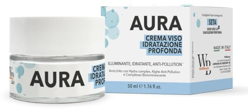 WELLBEAUTY Crema Viso Idratante Illuminante Anti-Inquinamento con Complesso Bioluminescente e Alghe Marine,Effetto Luminosità per Tutti i Tipi di Pelle,Made in Italy,50ml