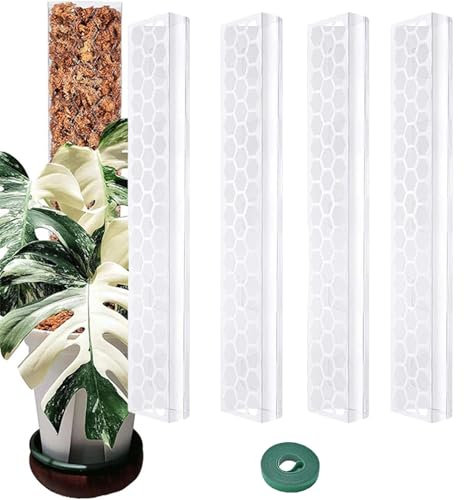 4 Stück 43cm Stapelbare Moosstab Für Monstera, Monstera Rankhilfe, transparente Monstera-Stange zum Befüllen mit Sphagnum moos, Pflanzenmoosstange für Kletterpflanzen, Pflanzenstab
