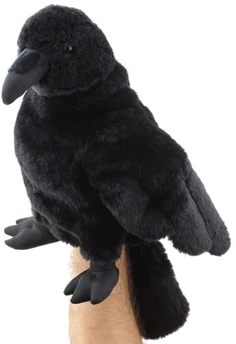 Uni-Toys - Handpuppe Rabe mit drehbarem Kopf - 31 cm (Höhe) - Plüsch-Puppe, Vogel - Plüschtier, Kuscheltier