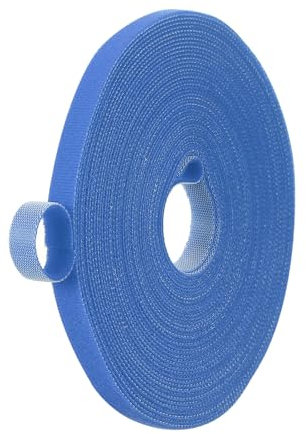 PATIKIL 0.4IN x 33FT Hook and Loop Tape, Double-Sided Nylon Strips Reusable Cable Ties Roll Multi-Purpose Cord Management Tape Wrap Fastener for Home Office, Blue