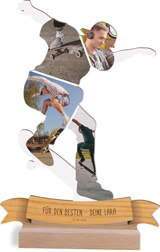 Skaten Geschenk personalisiert - Foto Geschenk Holzbild - Skaten Geschenke, skateboard, Skater Geschenk, Skaten Geburtstagsgeschenk, Skaten Geschenke zum Geburtstag, Fotomosaik