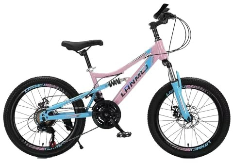 21 Speed Kids Bike, Pink Girls Mountain Bike, 22” 24 Road Bike, Sport Bicycle, Girls Cycle, Double Front and Rear Suspension, 7 Gears, Dual Disc Break, Tool Kit, 6 to 12 Year Old New! (22 Inch)