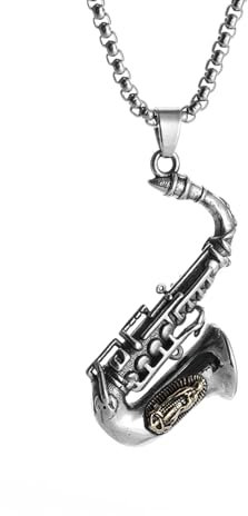 Halskette Gothic Halskette Kette Retro Saxophon Kreativer Anhänger Halskette für Männer und Frauen Punk Stil Rock and Roll Street Schmuck Geschenk Accessoires Beste Freundin Geschenke Freundschaft