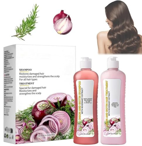 Zwiebel-Biotin- und Rosmarin-Shampoo mit Conditioner-Set, Haarpflege-Shampoo-Set, Sanfter Glanz, Pflegeshampoo mit Conditioner, Für alle Haartypen
