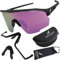 BIGWAVE 906 Sportbrille Schnelle Brille Fahrradbrille Sonnenbrille für Damen und Herren UV400 mit pinken Gläsern im Shield-Design. Anti-Beschlags-Beschichtung (schwarz/pinke Gläser)