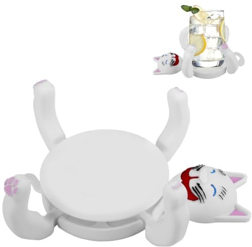 3D Print Cat Coaster with Moving Legs, Cute Cat Coasters that Hold the Cup, Creative Animals Mug Holder, Home Coffee Table Decor, Housewarming Gift for Friends Pet Lover