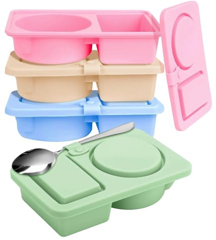 Reusable Snack Containers - Snack Prep Containers Reusable with Lids - Silicone Food Storage Organizer Snackle Box for Adults Kids Work School Travel Picnic