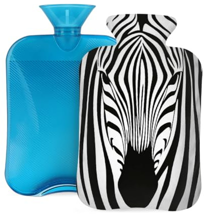 Myfsucce 2L Hot Water Bottle with Cover Abstract Zebra Print Print - Reusable PVC Hot Water Bag for Pain Relief, Cramps & Warmth (12.2x8in)