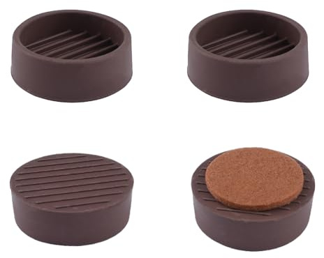 UFURMATE Lot de 4 dessous de verre ronds de 3,8 cm en caoutchouc avec patins en feutre pour roue de chaise, protection de sol pour moquette, plancher en bois dur, carrelage (Brwon)