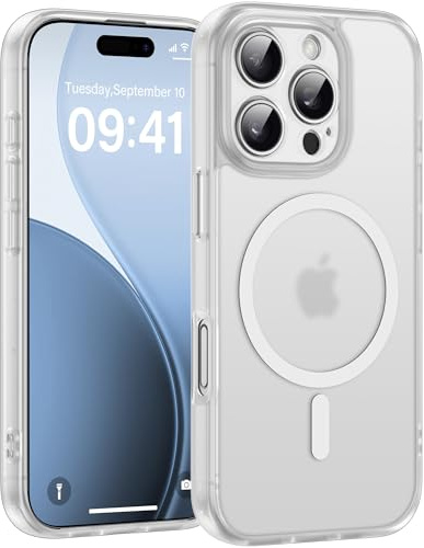 Helssitot Magnetisch für iPhone 16 Pro Max Hülle, Weiß | mit Magsafe Militär-Grade Stoßfest Kratzfest Anti-Fingerabdruck Rückseite Matt Handyhülle für iPhone 16 Pro Max 6,9 Zoll