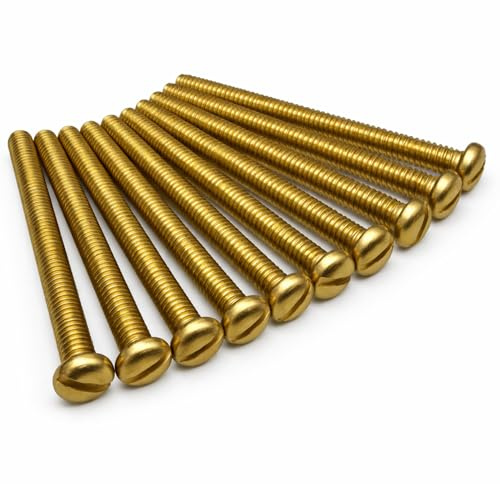 M4 x 50mm Brass Pan Head Machine Screws - Pack of 10 | Pan head profile with M4 thread and 50mm length